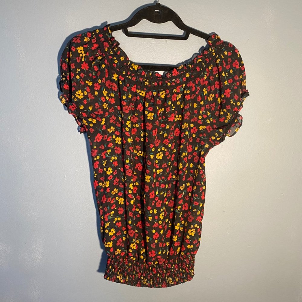 Forever 21 Sheer Floral Top